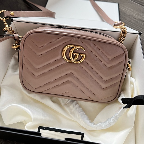 Gucci Handbags - GUCCI MARMONT MINI SHOULDER BAG - DUSTY PINK